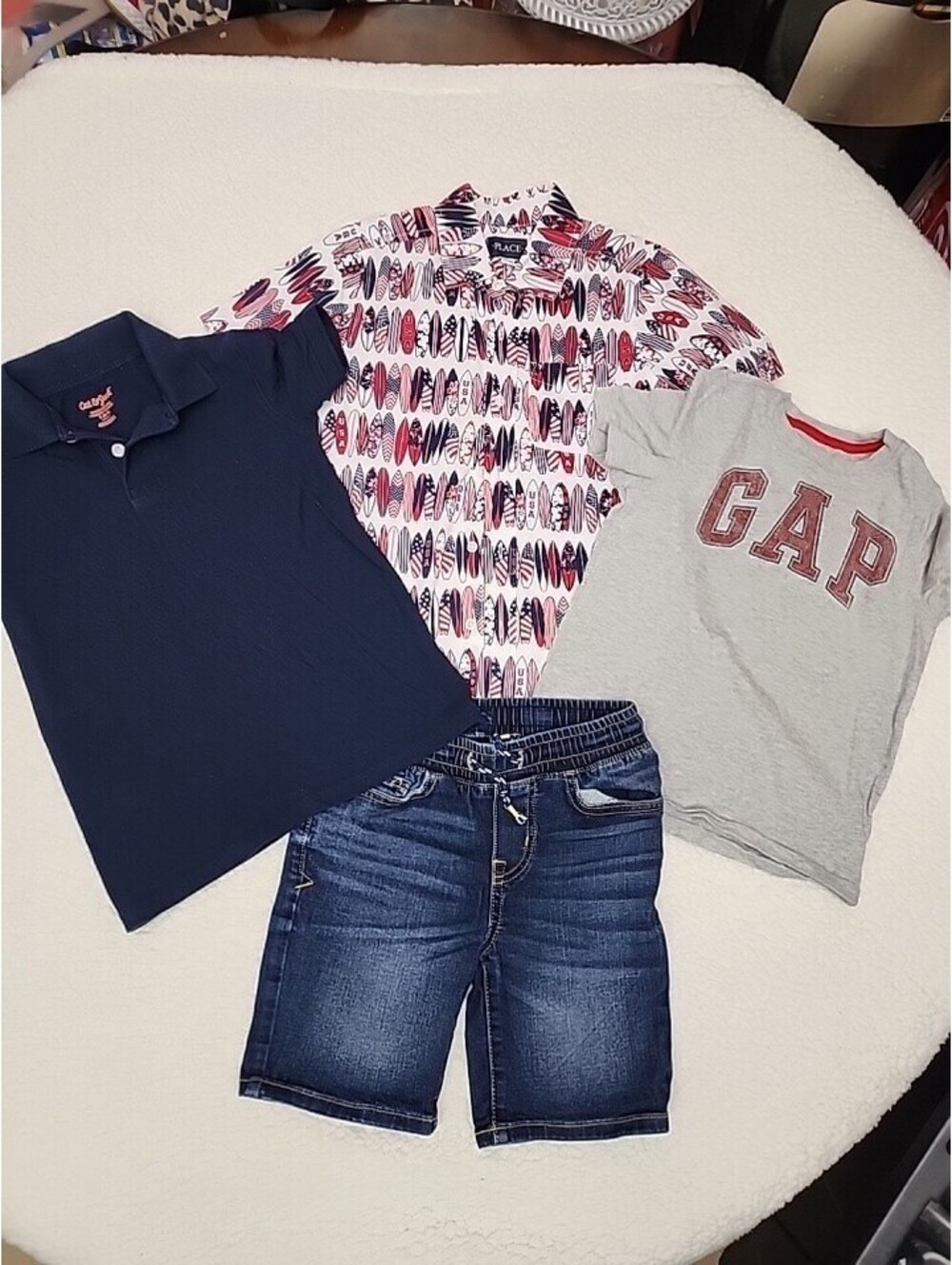 4 Pieces Boys Summer Outfit Set Size 5/6/7 Polo Shirts Shorts Play clothes